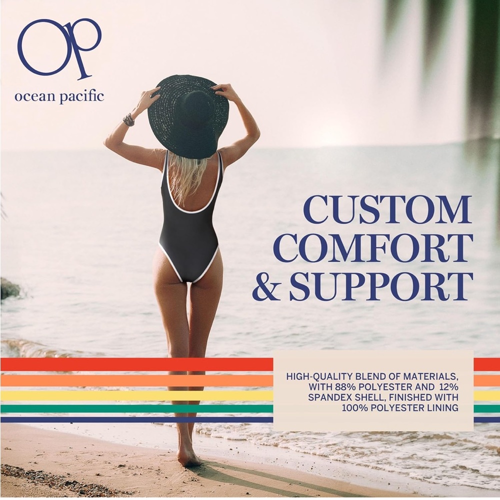 Ocean Pacific' Swimwear Scoop Neck Classic One Piece large/321-bb2 - Picture 3 of 7